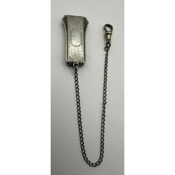 Vintage Antique Silverplate Belt Slide Watch Chain Art Deco - Picture 1 of 9